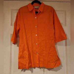 NWT Carrie Allen orange button up blouse L